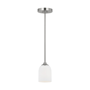 Generation Lighting GLP1021BS Emile 1 Light Traditional Etched Glass Geometric Mini Hanging Pendant 120V 75 Watts Max Brushed Nickel Finish