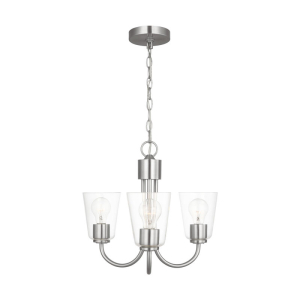 Generation Lighting GLC1153BS Miles 3-Light Brushed Nickel Cylinder Chandelier 120 Volt 75 Watts Max