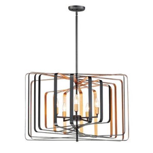 Maxim Lighting 28677BKGLD Radial 5-Light Pendant, 300watts, E12 Base, Black/Gold Finish 