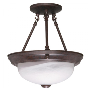 Nuvo 60-208 60 Watt 2 Light LED - Semi Flush with Alabaster Glass - Old Bronze Finish