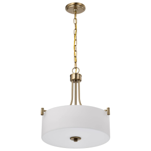 Satco/ Nuvo  60-8204 Liam 3 Light Pendant 120 Volts 60 Watts E26 Base Burnished Brass Finish 