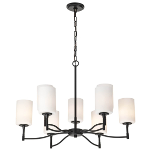 Satco/Nuvo 60-8219 Liam 9 Light Chandelier 120 Volts 60 Watts  E26 Base Matte Black Finish 
