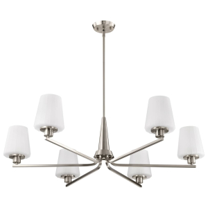 Satco/Nuvo 60-8226  Lune 6 LIght Chandelier 120 Volts 60 Watts E12 Base Brushed Nickel Finish 