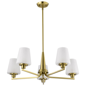 Satco/Nuvo 60-8235  Lune 5 Light Chandelier 120 Volts 60 Watts E12 Base Vintage Brass Finish 