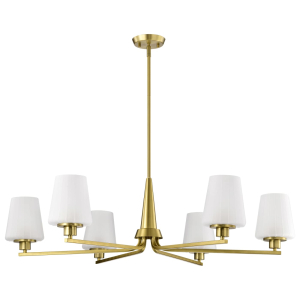 Satco/Nuvo 60-8236 Lune 6 Light Chandelier 120 Volts 60 Watts Vintage Brass Finish 