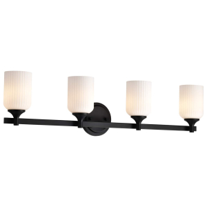 Satco/Nuvo 60-8644 Solara 4 Light Vanity 120 Volts 100 Watts E26 Base Matte Black Finish 