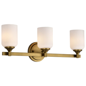 Satco/Nuvo  60-8663 Solara 3 Light Vanity 120 Volts 100 Watts E26 Base Natural Brass Finish 