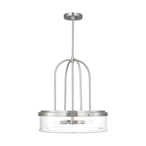Generation Lighting GLP1064BS Anders 4 Light Large Pendant Clear Glass Geometric Pendant Norman 120V 60 Watts Max Brushed Nickel Finish