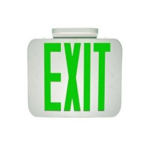 Maxlite EX-GWRC Exit Light LED Thermoplastic Green Letters NiCad Battery Remote Head Capable White Finish 103368