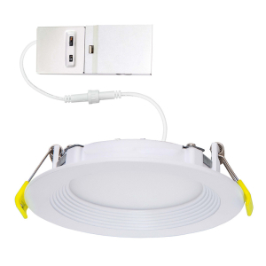 Halco CSDL-8-LS-CS-BT-DDV Commercial Slim Downlight 8in 18 Watts Lumen Select 900/1100/1500lm 2700-5000K Color Selectable Baffle Trim 120-277 Volts Dimmable TRI 89173