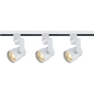 Satco TK423 Track Lighting Kit - 12 Watt LED - 3000K - 4 foot Track - 36 degree - Round shape with angle arm - White finish