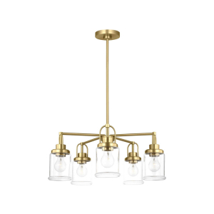 Generation Lighting GLC1175SB Anders 5-Light Satin Brass Cylinder Chandelier 120 Volt 60 Watts Max